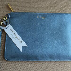 NWT Katie Loxton Secret Message Metallic Blue Pouch